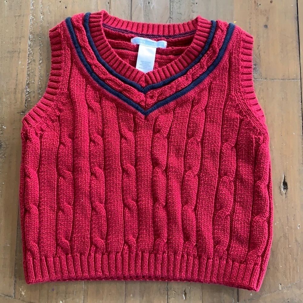 Janie and jack red cable knit sweater vest
